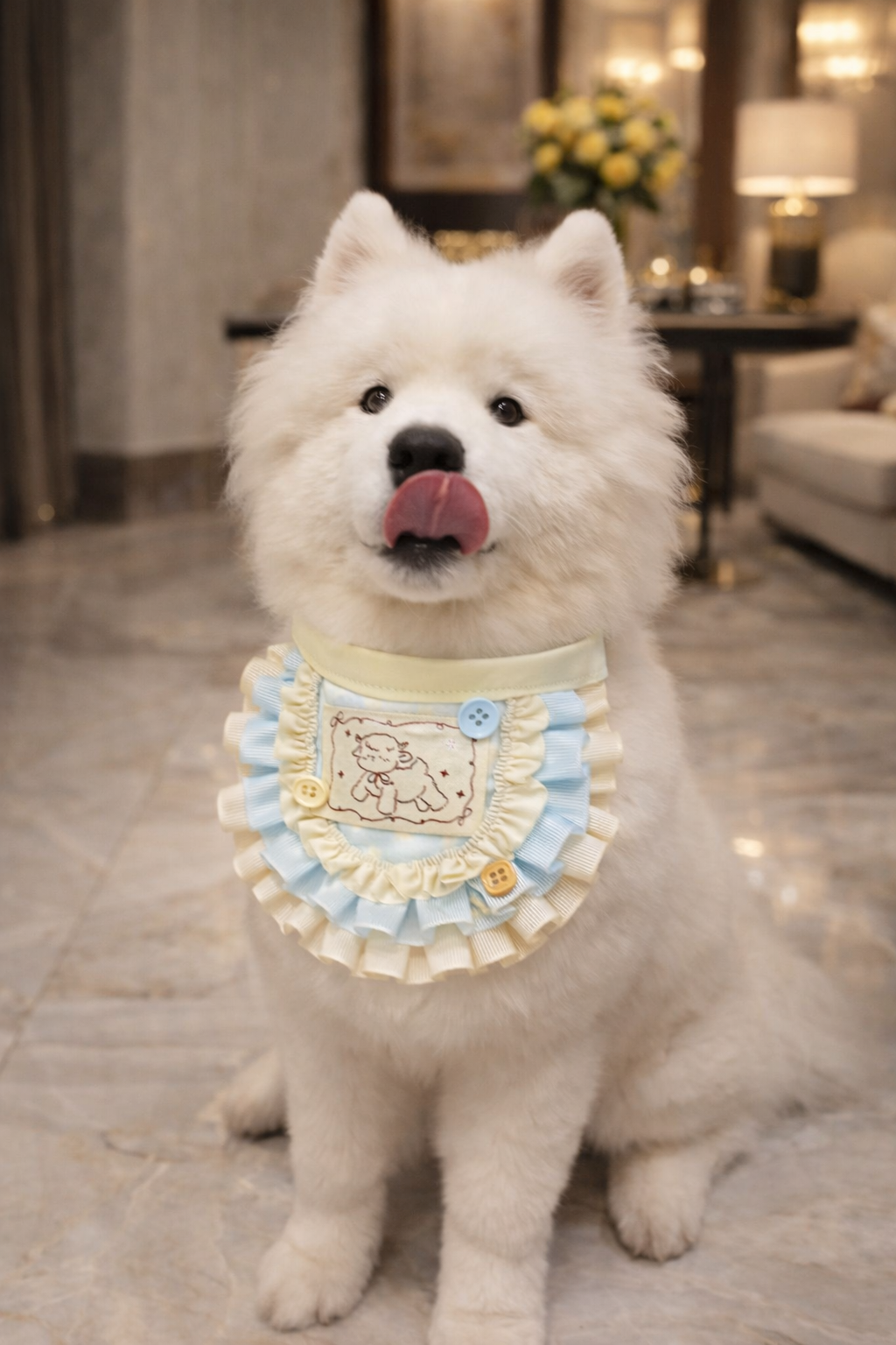 Personalized Plaid Ruffle Pet Bib